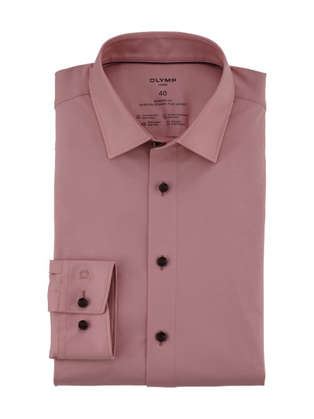 Olymp shirt LUXOR modern fit JERSEY pink with New Kent collar in modern cut