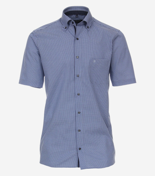 CasaModa shirt COMFORT FIT UNI POPELINE medium blue with Button Down collar in classic cut