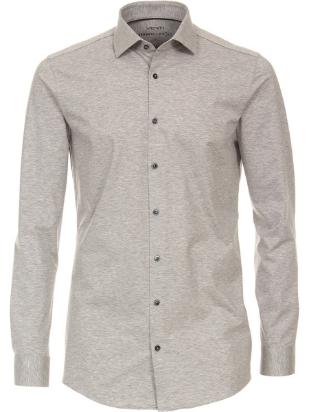 Chemise Venti BODY FIT JERSEY gris avec col Kent en coupe étroite