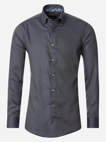 Venti overhemd MODERN FIT STRUCTUUR bruin met Button Down-kraag in moderne snit