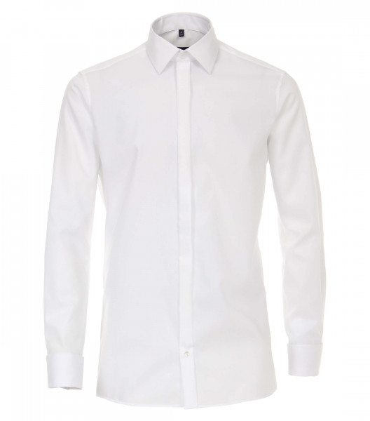 Chemise CASAMODA COMFORT FIT UNI POPELINE blanc avec col Kent en coupe classique