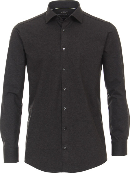 Chemise Venti MODERN FIT JERSEY anthracite avec col Kent en coupe moderne