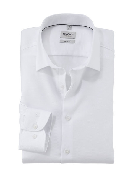 Olymp shirt LEVEL 5 FAUX UNI white with New York Kent collar in narrow cut