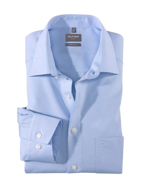 Olymp Hemd LUXOR comfort fit CHAMBRAY hellblau mit New Kent Kragen in klassischer Schnittform