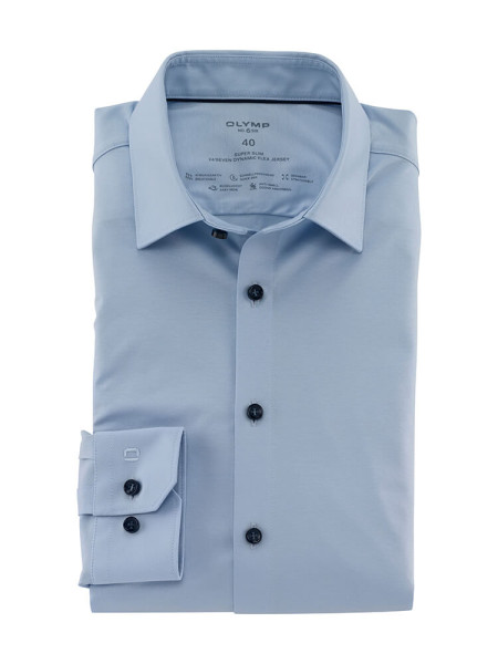 Chemise Olymp NO. SIX JERSEY bleu clair avec col Kent urbain en coupe super étroite