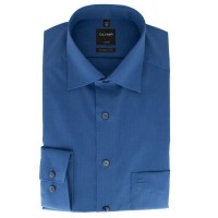 OLYMP Luxor modern fit shirt CHAMBRAY dark blue with New Kent collar in modern cut