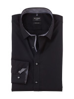 Chemise Olymp NO. SIX UNI POPELINE noir avec col Urban Kent en coupe super étroite