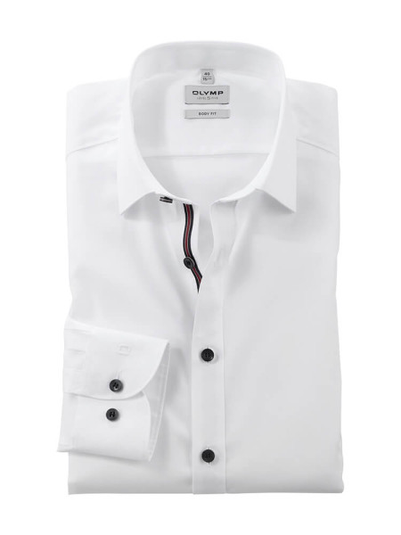 Olymp shirt LEVEL 5 UNI POPELINE white with New York Kent collar in narrow cut