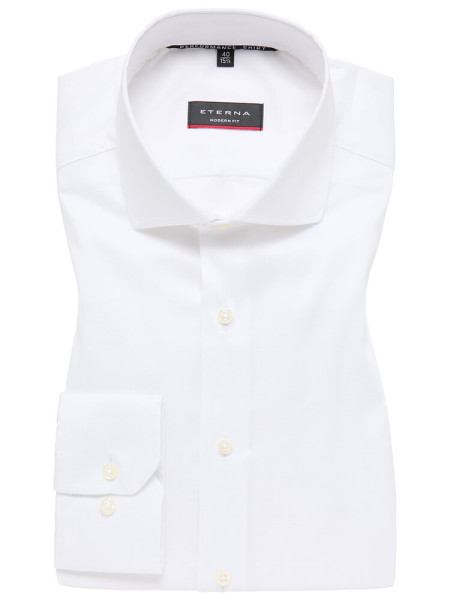 Eterna shirt MODERN FIT UNI STRETCH white with Shark collar in modern cut