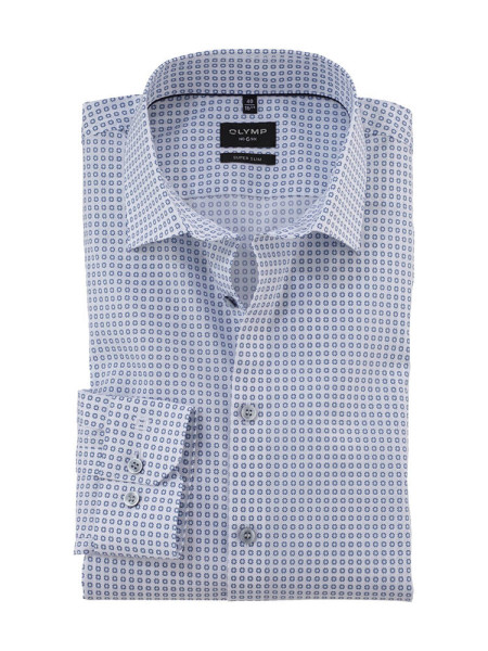 Chemise Olymp NO. SIX PRINT blanc avec col New York Kent en coupe super étroite