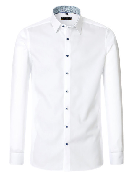 Redmond shirt SLIM FIT TWILL white with Kent collar in narrow cut