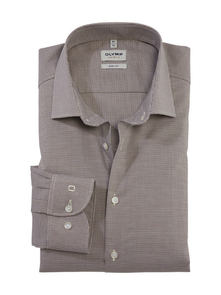 Olymp shirt LEVEL 5 FAUX UNI beige with New York Kent collar in narrow cut