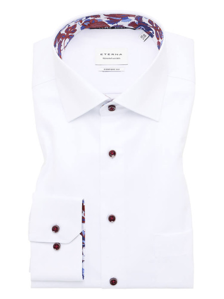 Chemise Eterna COMFORT FIT TWILL blanc avec col Kent en coupe classique