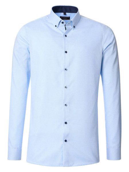 Redmond overhemd SLIM FIT STRUCTUUR lichtblauw met Button Down-kraag in smalle snit