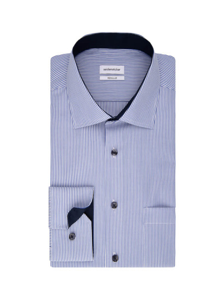 Seidensticker shirt REGULAR FIT UNI POPELINE light blue with Business Kent collar in classic cut