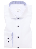 Chemise Eterna SLIM FIT UNI POPELINE blanc avec col Italien en coupe étroite