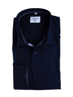 Marvelis shirt MODERN FIT UNI POPELINE dark blue with New Kent collar in modern cut