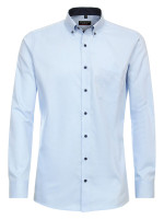 Chemise Redmond MODERN FIT STRUCTURE bleu clair avec col Button Down en coupe moderne