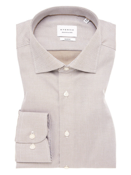 Eterna shirt SLIM FIT STRUCTURE beige with Kent collar in narrow cut