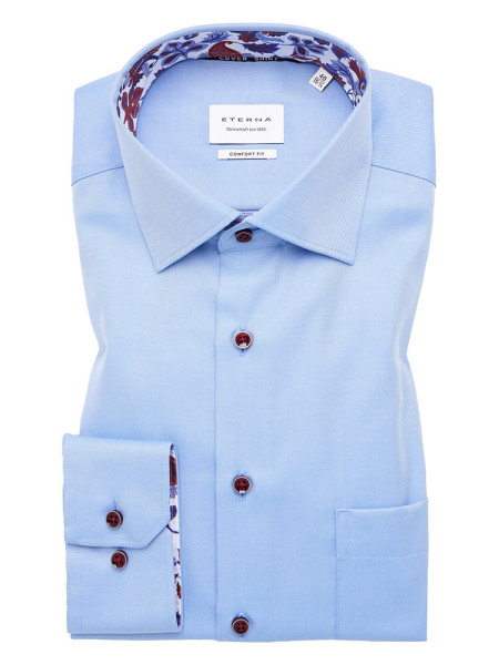 Eterna shirt COMFORT FIT TWILL light blue with Kent collar in classic cut