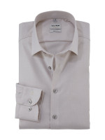 Olymp shirt LEVEL 5 FAUX UNI beige with New York Kent collar in narrow cut