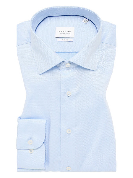 Eterna shirt SLIM FIT STRUCTURE light blue with Kent collar in narrow cut