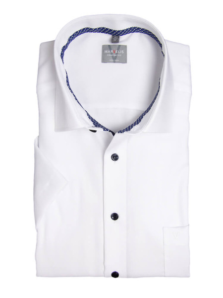 Chemise Marvelis COMFORT FIT UNI POPELINE blanc avec col Nouveau Kent en coupe classique