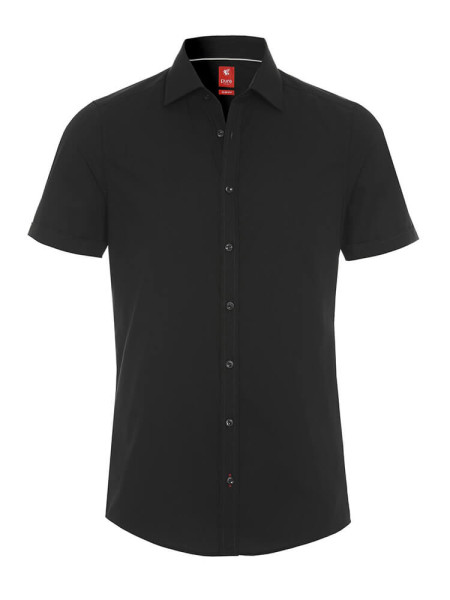 Chemise Pure SLIM FIT UNI POPELINE noir avec col Kent en coupe étroite