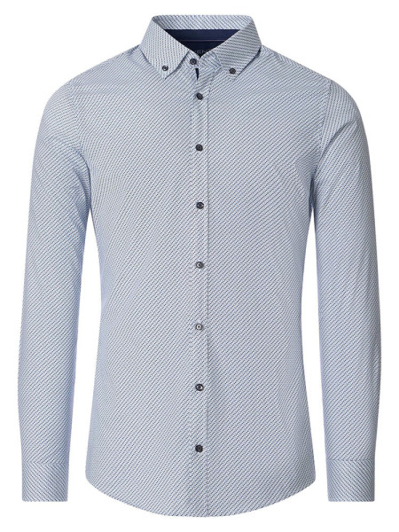 Venti shirt BODY FIT STRUCTURE STRETCH light blue with Button Down collar in narrow cut