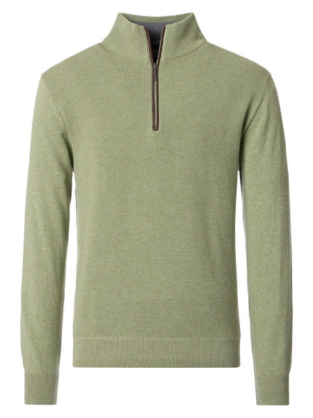 Redmond Pullover COMFORT FIT STRUKTUR grün mit Stehkragen Kragen in klassischer Schnittform