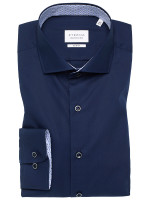 Eterna shirt SLIM FIT UNI POPELINE dark blue with Shark collar in narrow cut