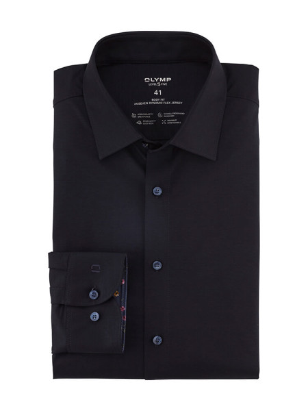 Olymp shirt LEVEL 5 JERSEY dark blue with New York Kent collar in narrow cut