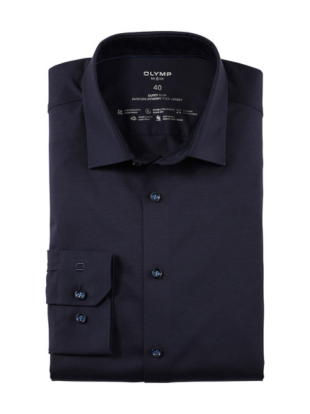 Olymp shirt NO. SIX JERSEY dark blue with Urbn Kent collar in super slim cut