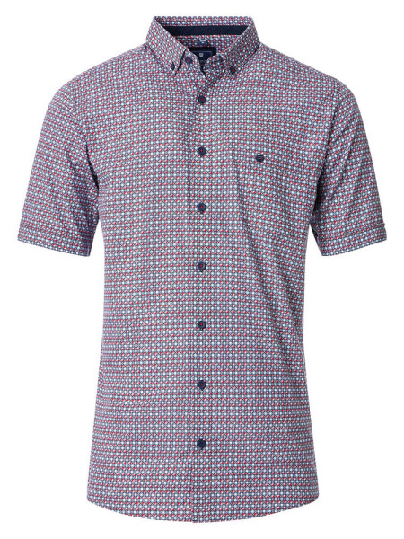 Chemise Redmond COMFORT FIT PRINT rouge avec col Button Down en coupe classique