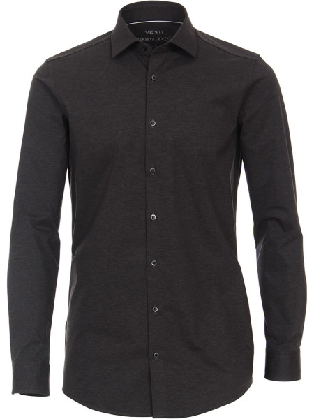 Venti shirt BODY FIT JERSEY anthracite with Kent collar in narrow cut