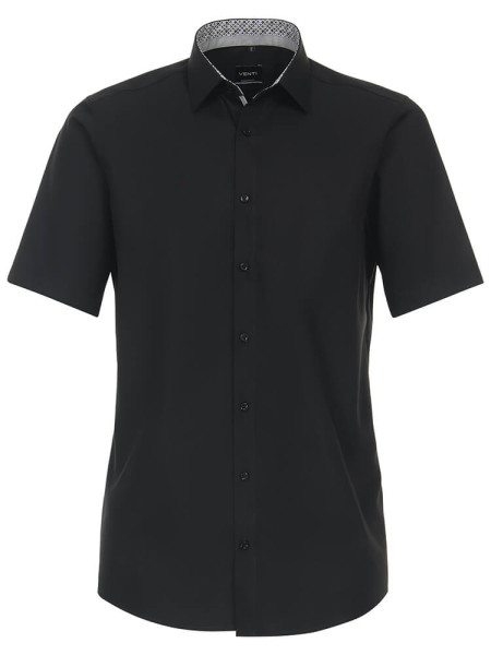 Venti shirt MODERN FIT UNI POPELINE black with Kent collar in modern cut