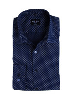 Marvelis shirt BODY FIT UNI POPELINE dark blue with New York Kent collar in narrow cut