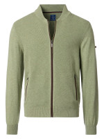 Redmond Cardigan COMFORT FIT STRUCTURE green with Stand-up collar collar in classic cut