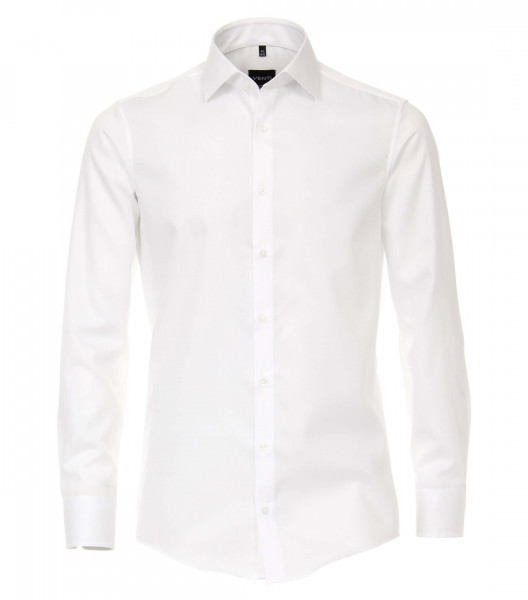 Venti shirt MODERN FIT UNI POPELINE white with Kent collar in modern cut