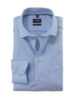 Olymp shirt LUXOR modern fit FAUX UNI light blue with Global Kent collar in modern cut