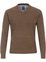 Redmond sweater REGULAR FIT KNITTED brown with V-neck collar in classic cut