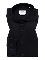 Eterna shirt MODERN FIT JERSEY black with Shark collar in modern cut