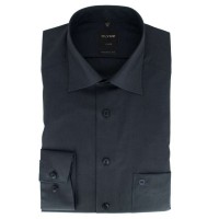 OLYMP Luxor modern fit shirt CHAMBRAY anthracite with New Kent collar in modern cut