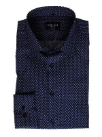 Marvelis shirt BODY FIT UNI POPELINE dark blue with New York Kent collar in narrow cut