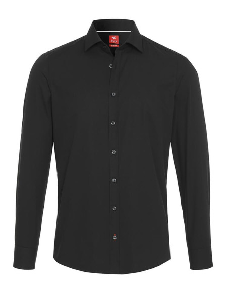 Pure shirt SLIM FIT UNI POPELINE black with Kent collar in narrow cut