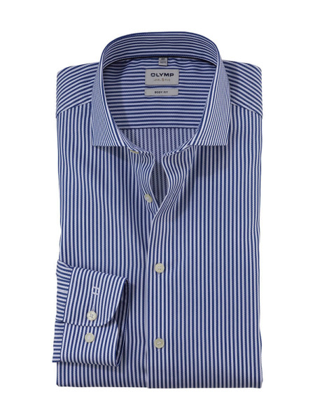 Olymp shirt LEVEL 5 TWILL STRIPES dark blue with Royal Kent collar in narrow cut