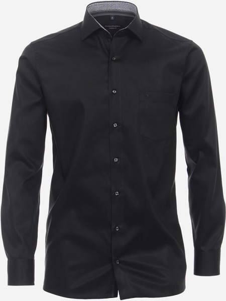 CASAMODA shirt MODERN FIT UNI POPELINE black with Kent collar in modern cut