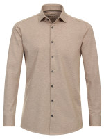 Chemise Venti MODERN FIT JERSEY beige avec col Kent en coupe moderne