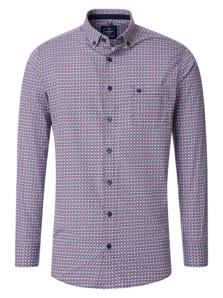 Redmond shirt COMFORT FIT PRINT red with Button Down collar in classic cut