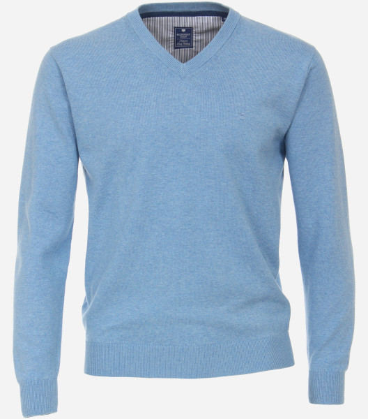 Redmond Pullover REGULAR FIT STRICK hellblau mit V-Ausschnitt Kragen in klassischer Schnittform